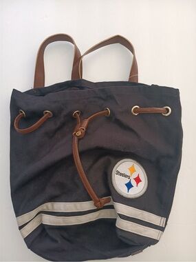 Foco Pittsburgh Steelers, NFL, drawstring, canvas, backpack, black, and brown